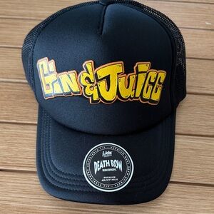 Lids Black "Gin & Juice" Trucker Hat with Yellow/Orange Logo
